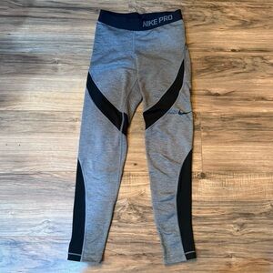 Nike Pro -Hyperwarm Kids Gray and Black Leggings